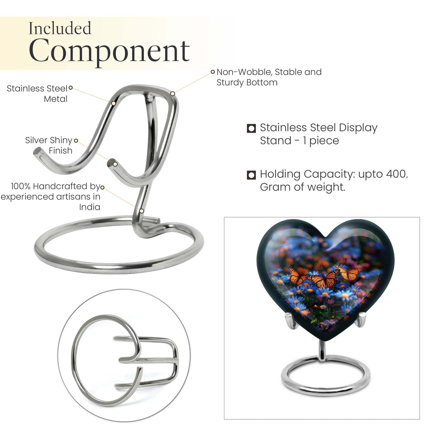 Heart memorial large urn for human ashes, customizable