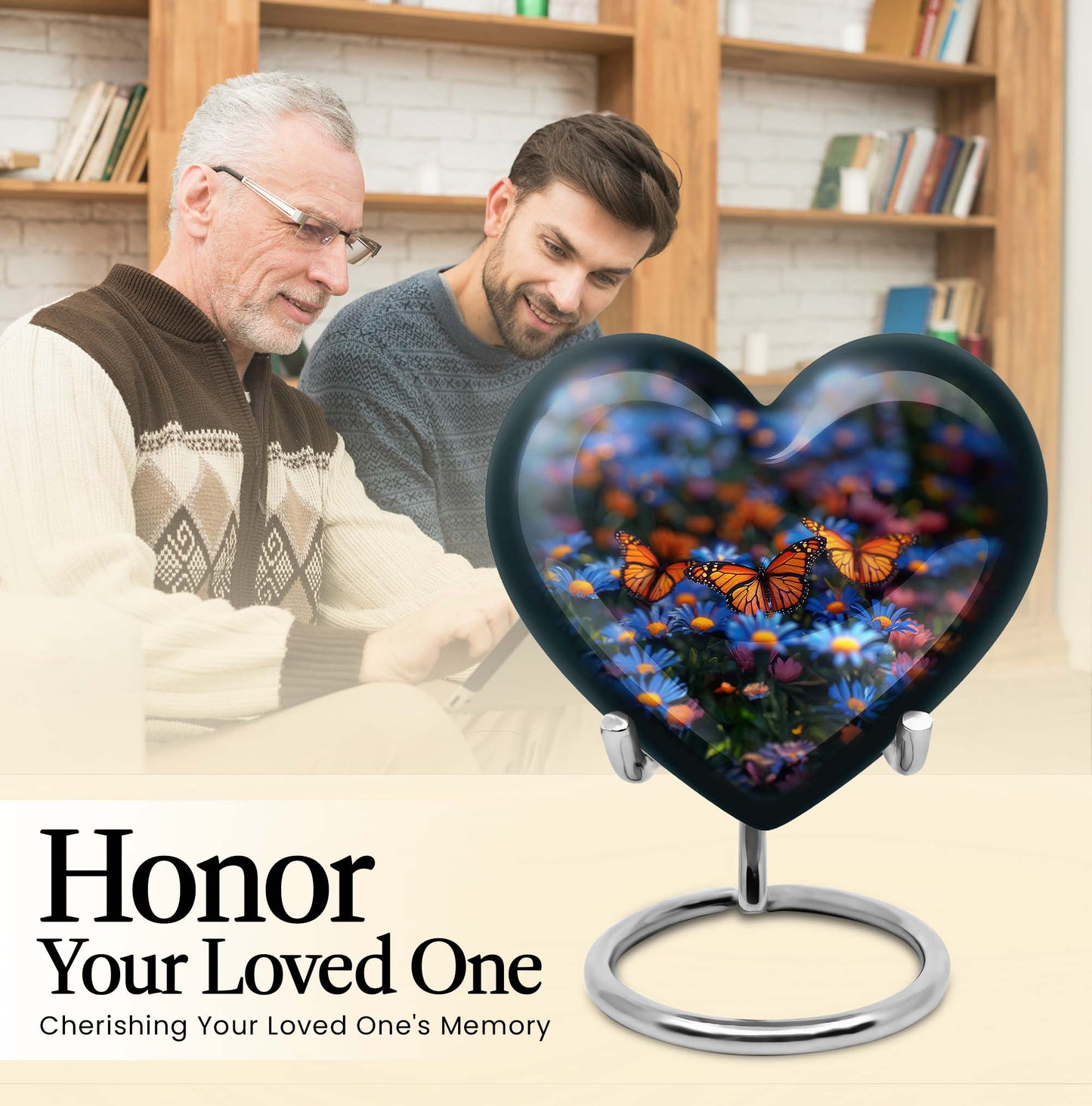 Heart memorial large urn for human ashes, customizable