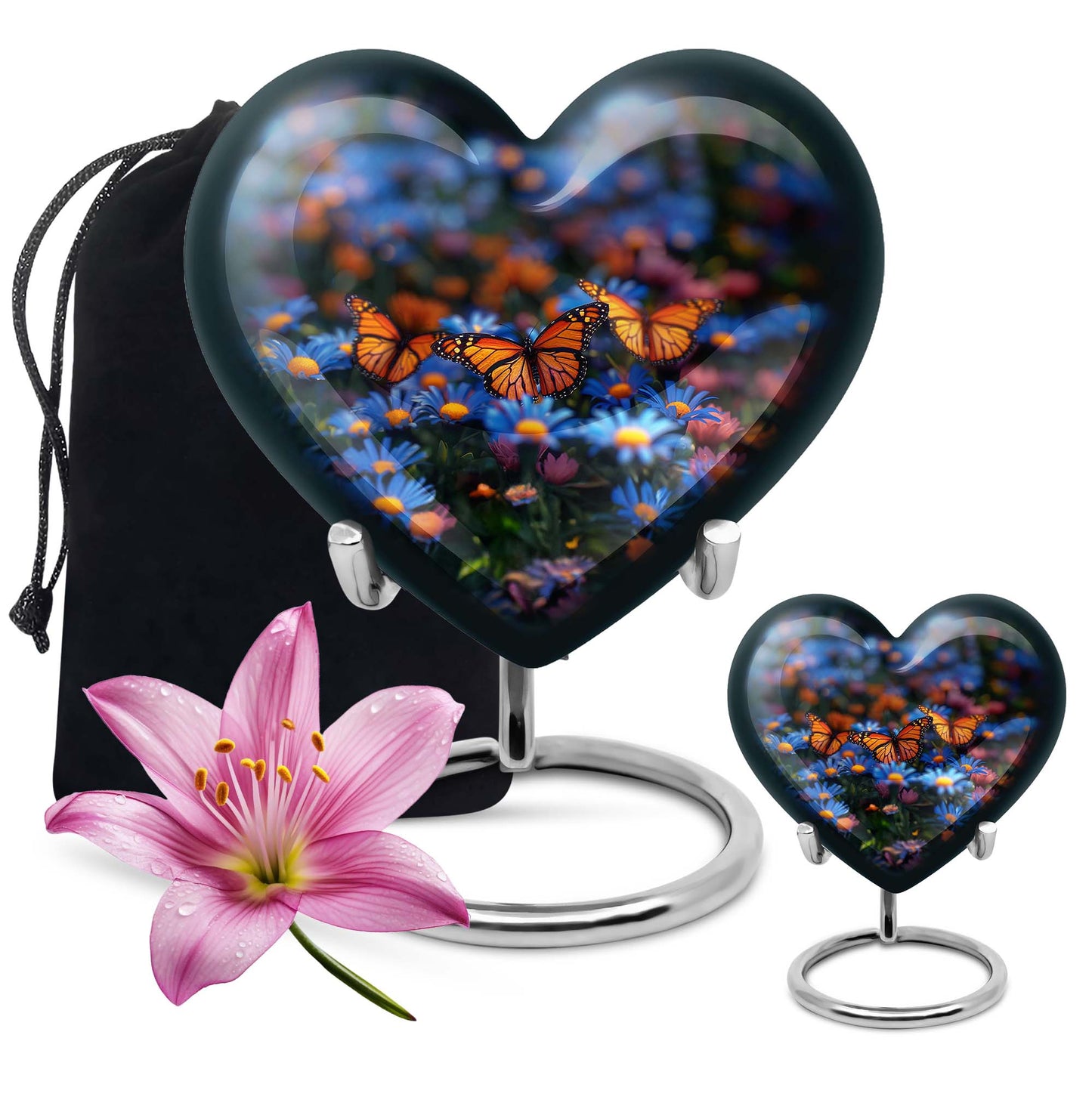 Butterfly Theme Large Urn With 1 Keepsake Urn