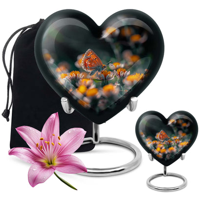 Butterfly Theme Large Urn With 1 Keepsake Urn