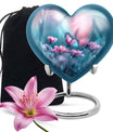 10-inch heart-shaped butterfly urn for adult human ashes with personal engraving option