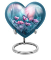 10-inch heart-shaped butterfly urn for adult human ashes with personal engraving option