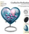 10-inch heart-shaped butterfly urn for adult human ashes with personal engraving option