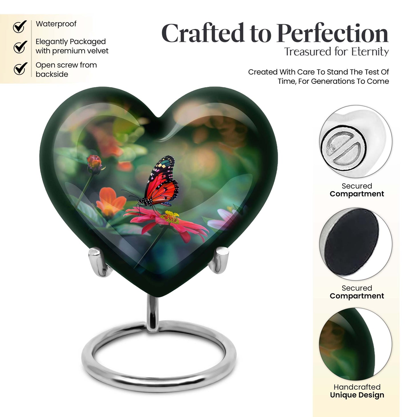 10-inch Butterfly Heart Urn