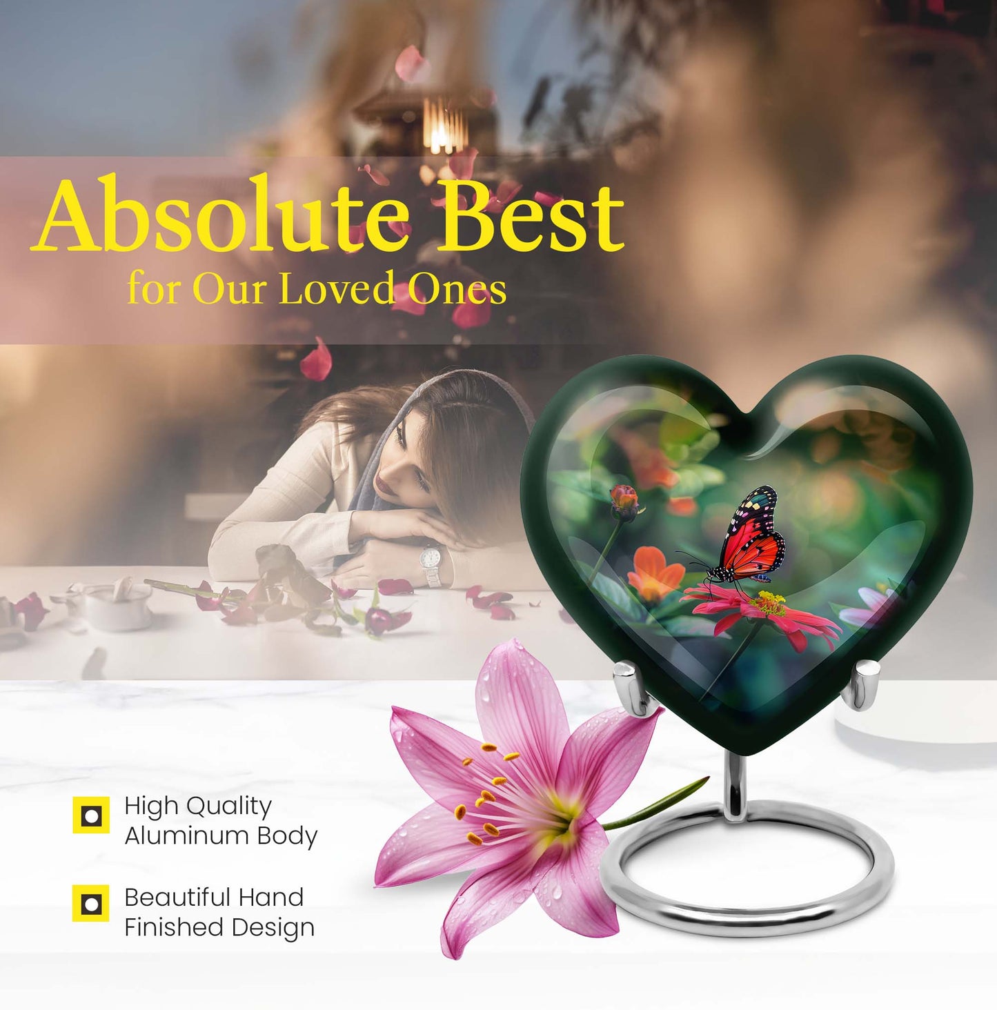 10-inch Butterfly Heart Urn
