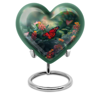 heart-shaped butterfly urn