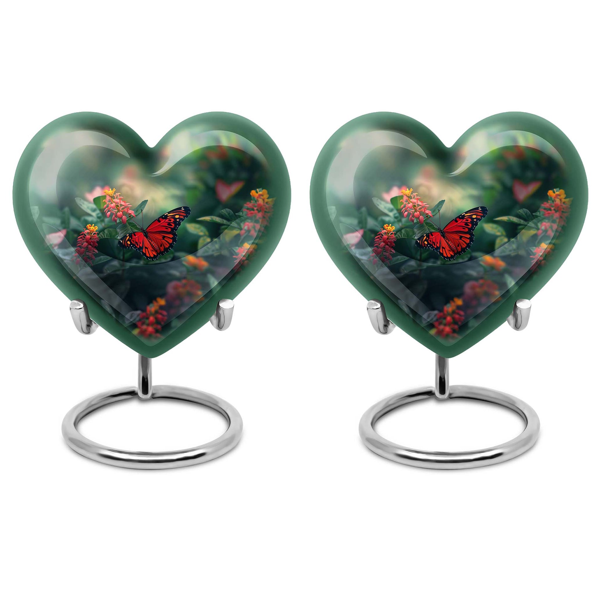 heart-shaped butterfly urn
