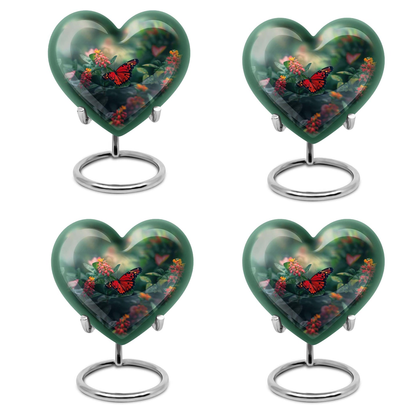 heart-shaped butterfly urn