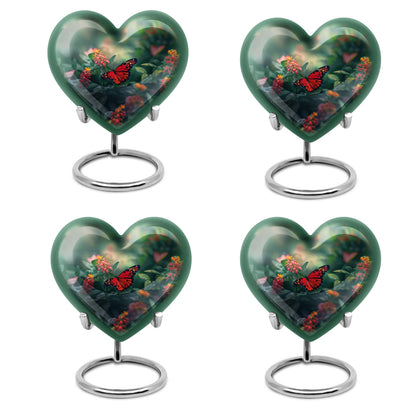 heart-shaped butterfly urn