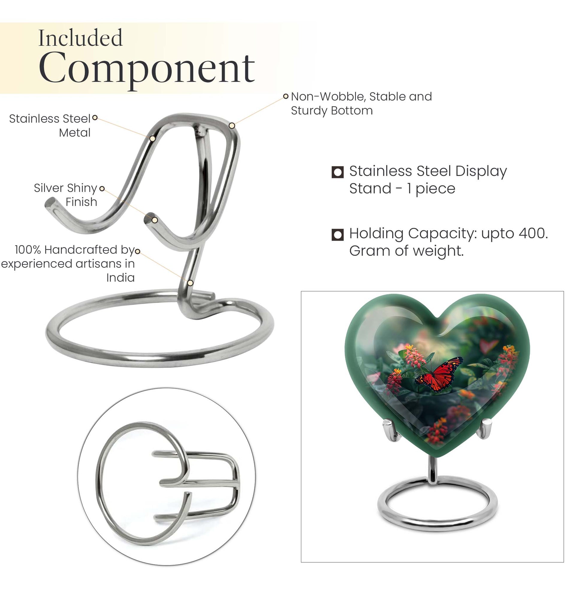 heart-shaped butterfly urn