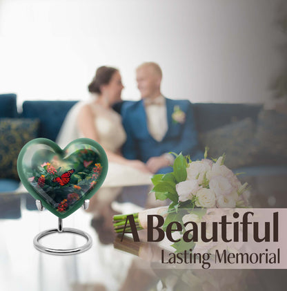 heart-shaped butterfly urn
