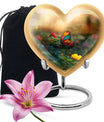10-inch butterfly-themed heart urn for burial, best for adult human ashes