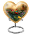 10-inch butterfly-themed heart urn for burial, best for adult human ashes