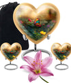 10-inch butterfly-themed heart urn for burial, best for adult human ashes