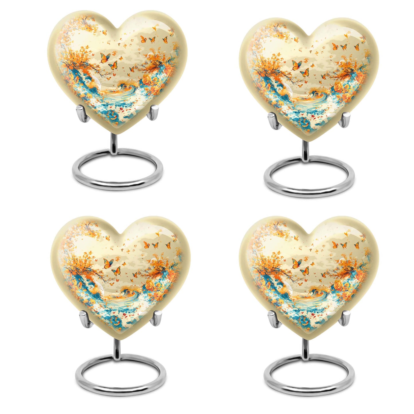 10-inch butterfly themed heart urn for ash burial,