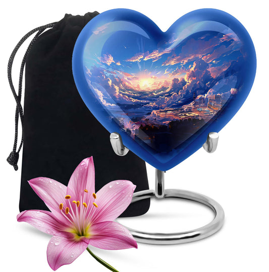 10-inch heart urn themed butterfly for human ashes