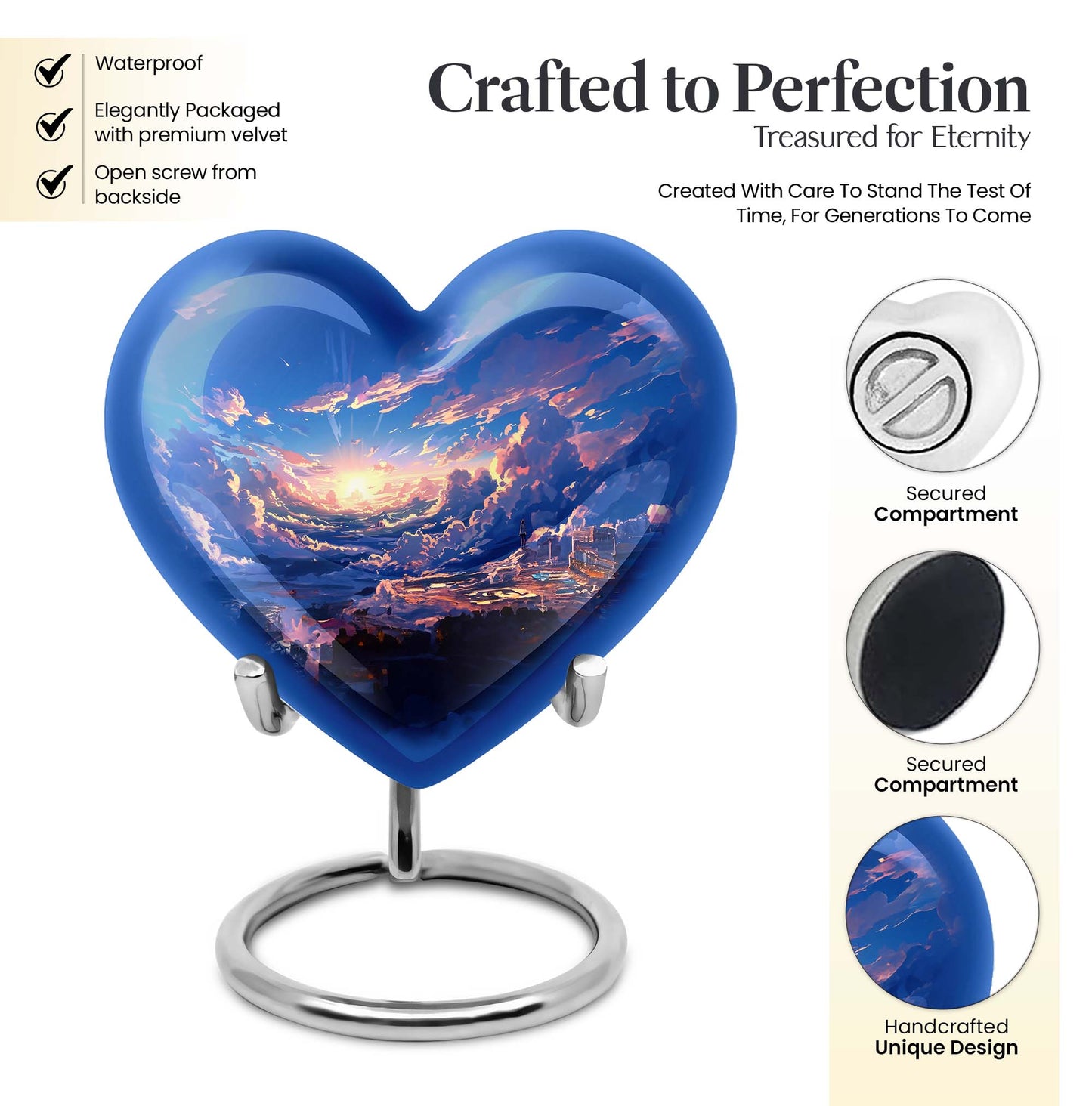 10-inch heart urn themed butterfly for human ashes
