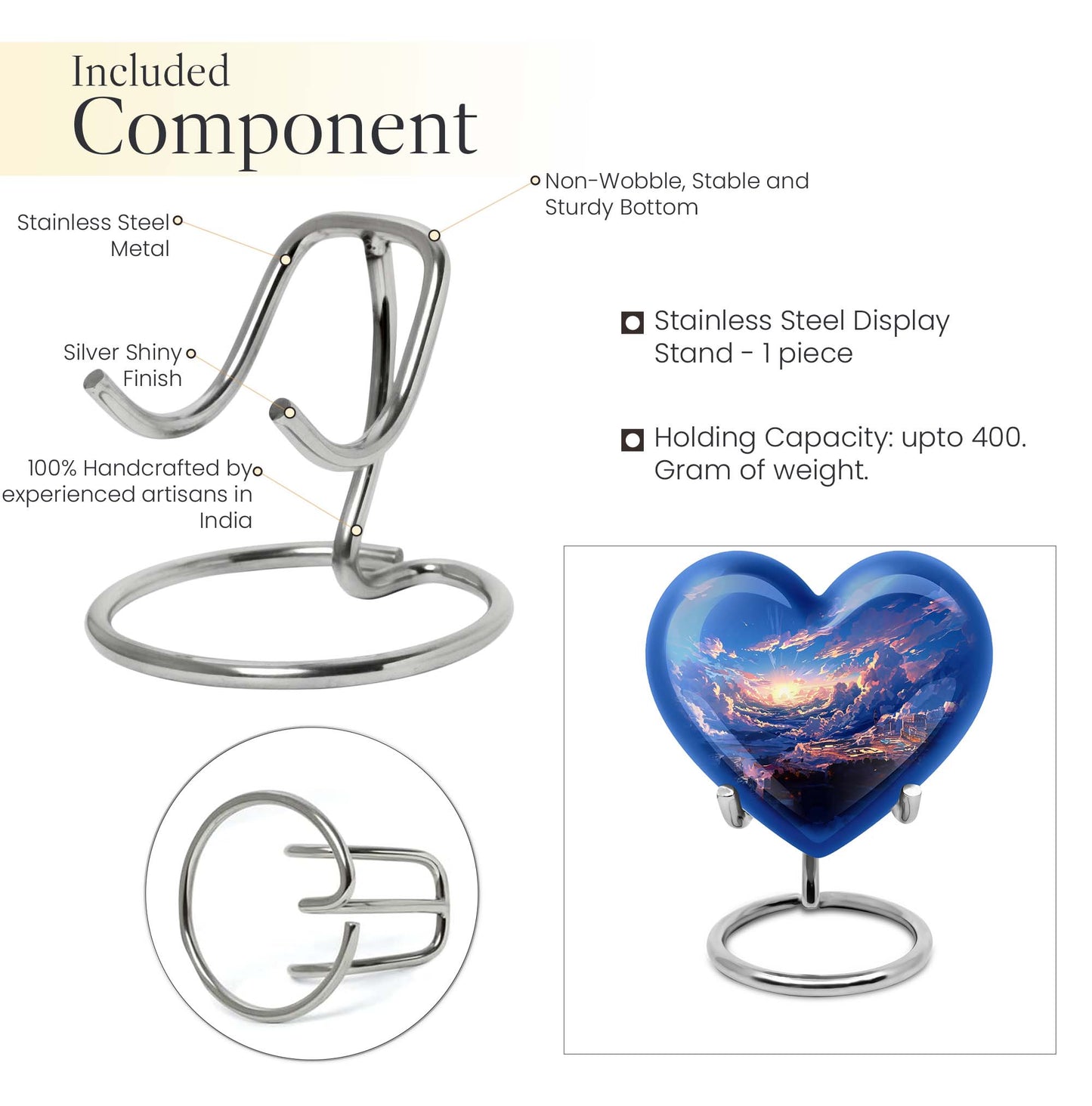 10-inch heart urn themed butterfly for human ashes