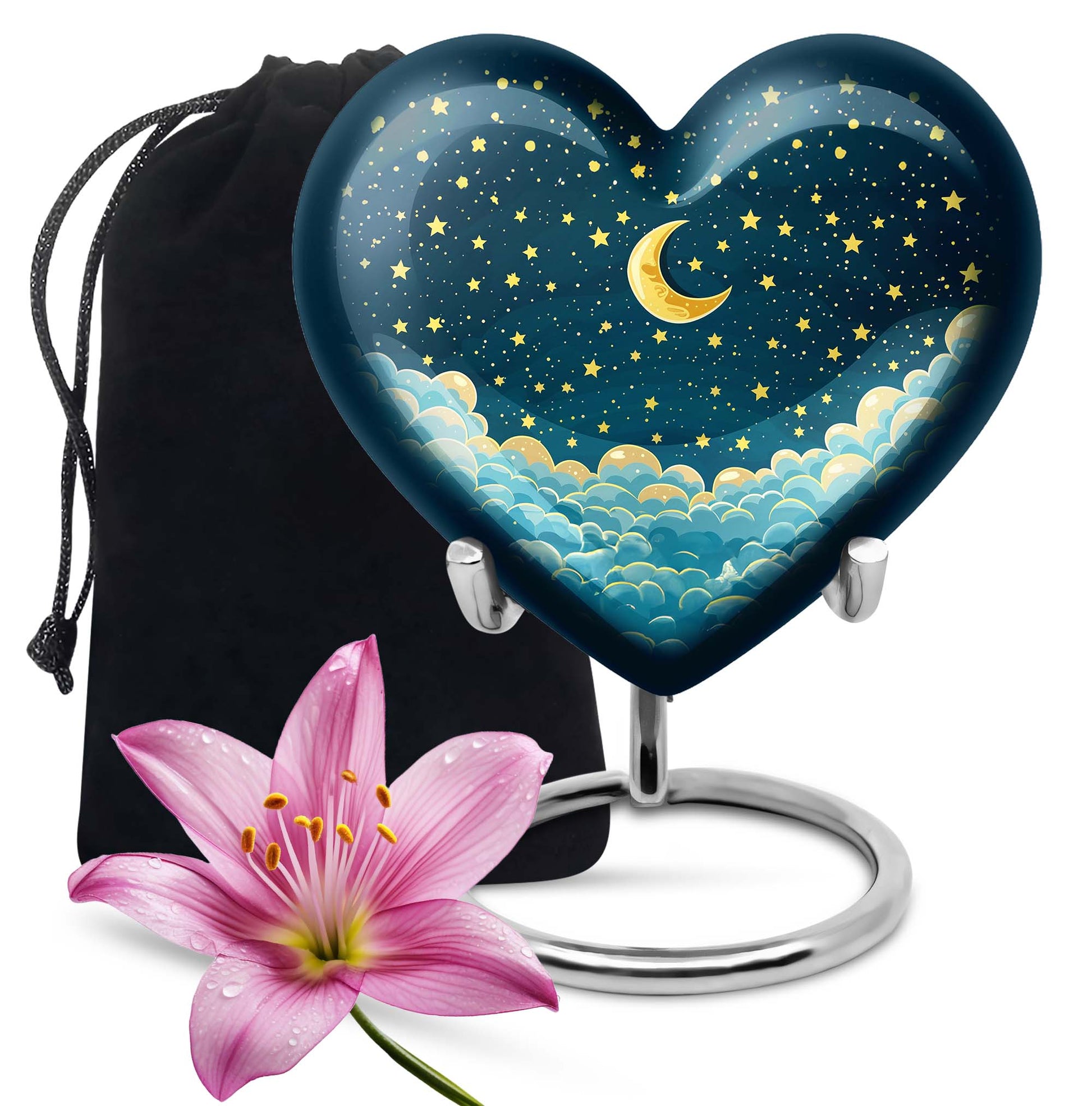 10-inch heart-shaped butterfly themed clouds urn 