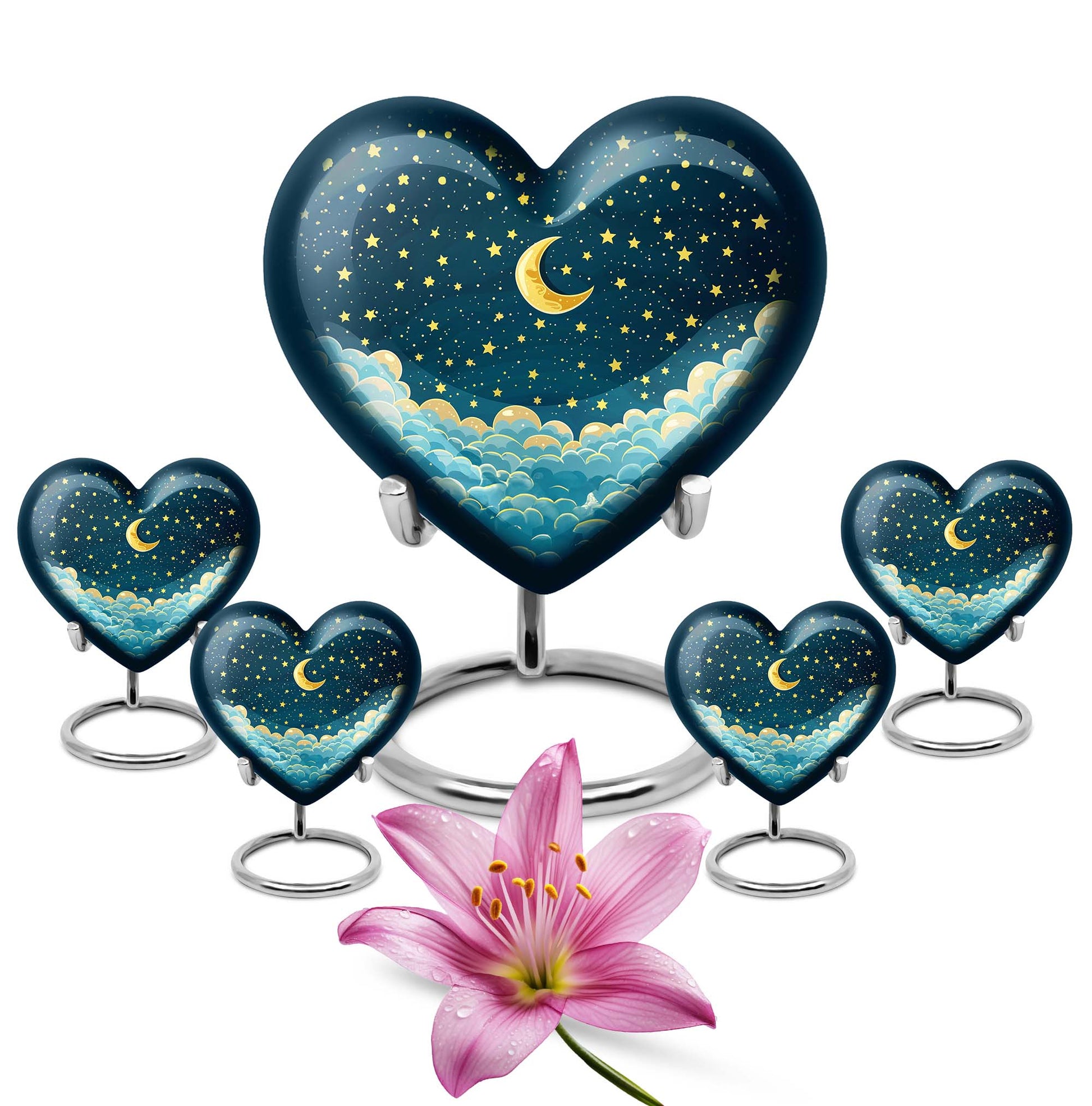 10-inch heart-shaped butterfly themed clouds urn 