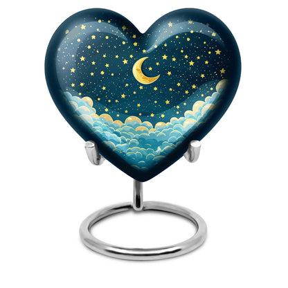 10-inch heart-shaped butterfly themed clouds urn 