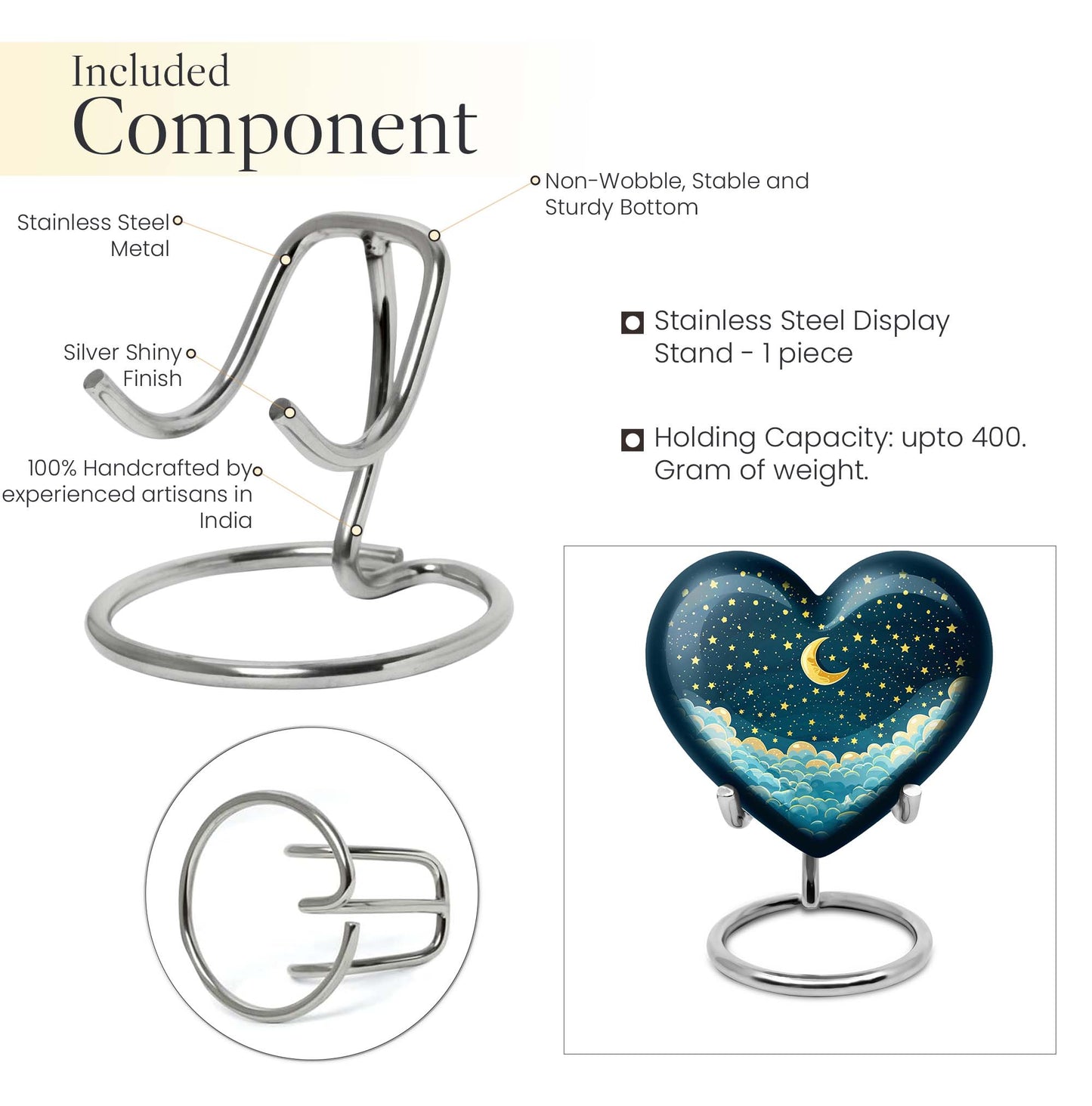 10-inch heart-shaped butterfly themed clouds urn 