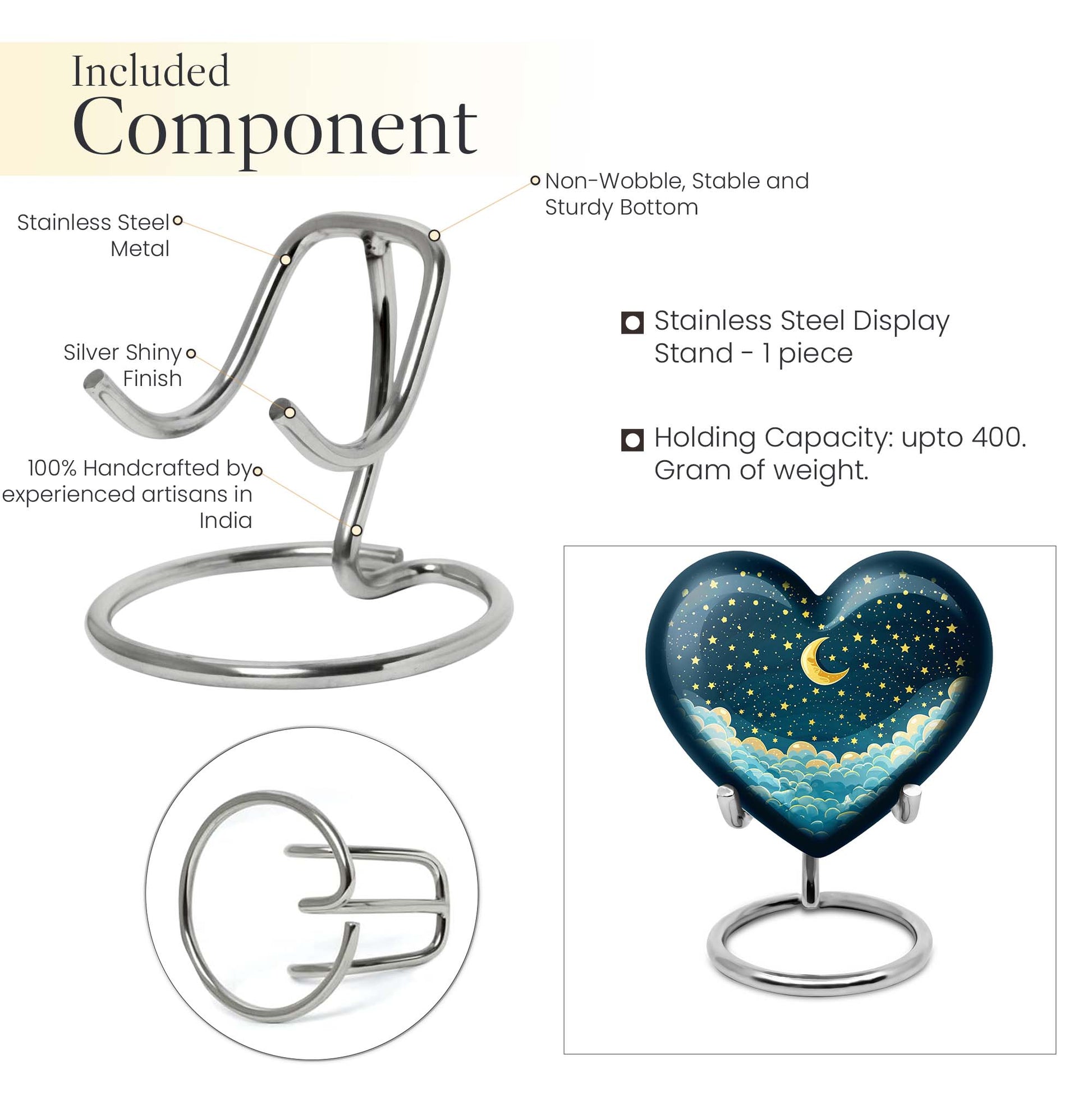 10-inch heart-shaped butterfly themed clouds urn 