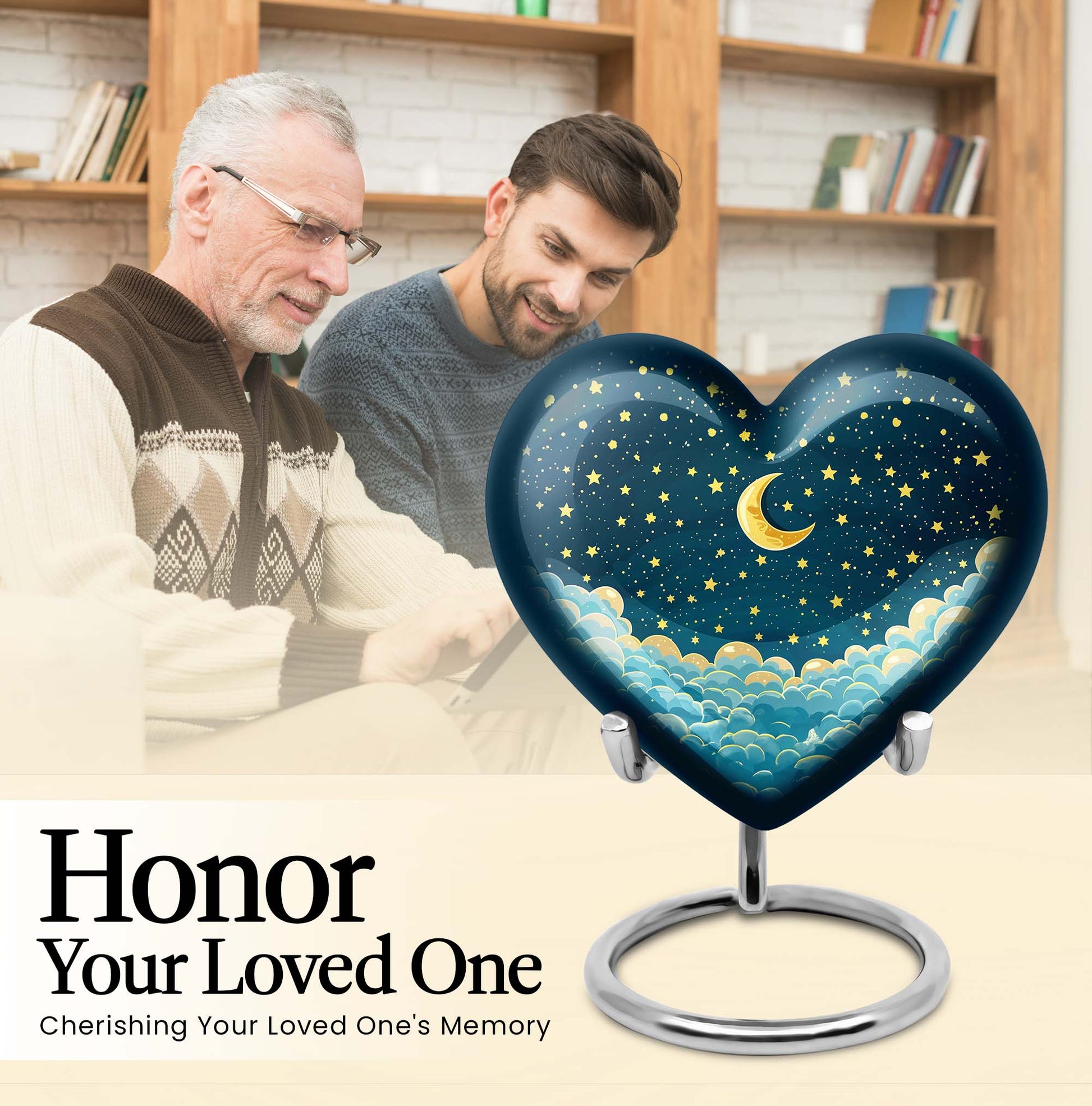 10-inch heart-shaped butterfly themed clouds urn 