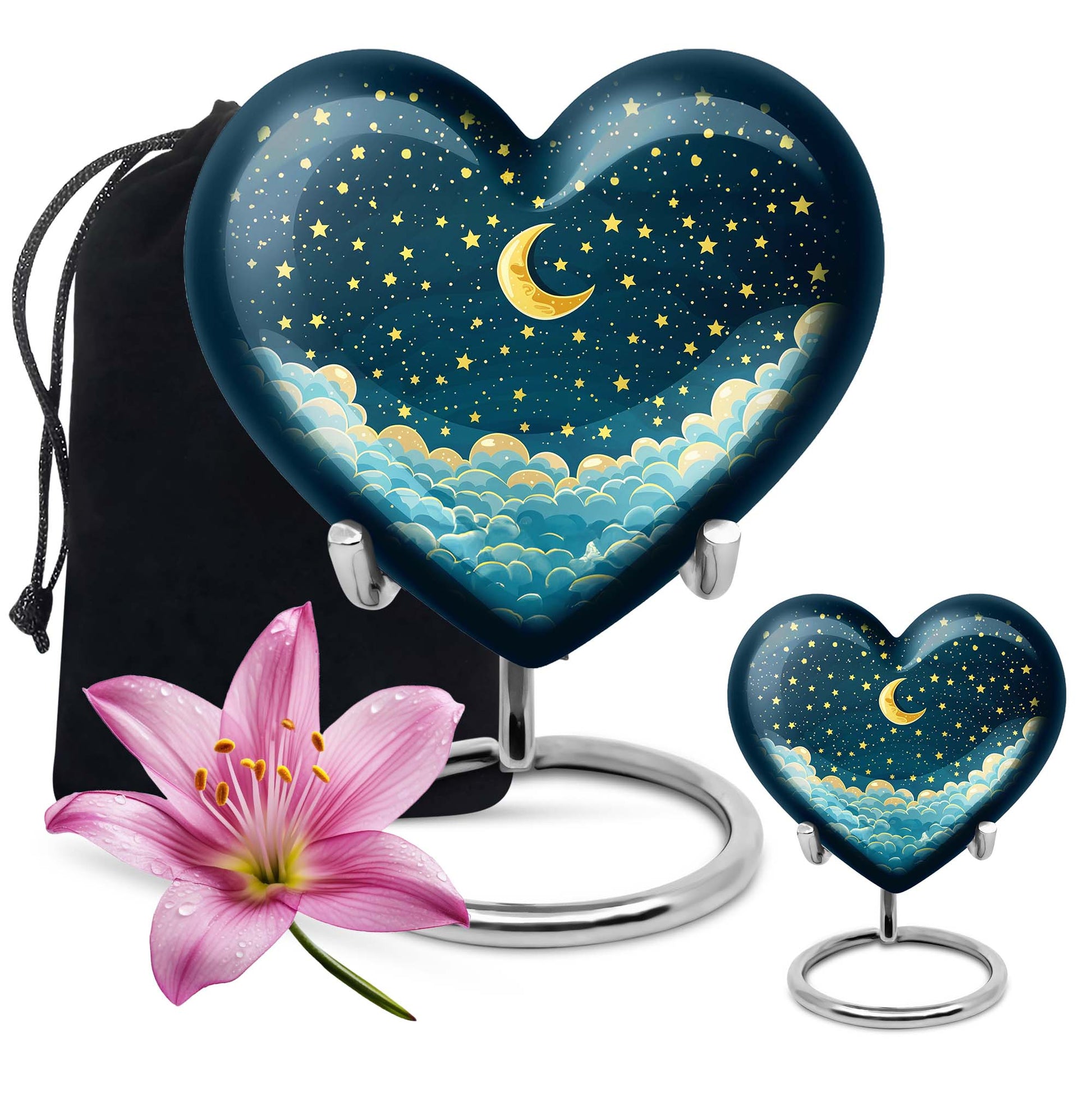 10-inch heart-shaped butterfly themed clouds urn 