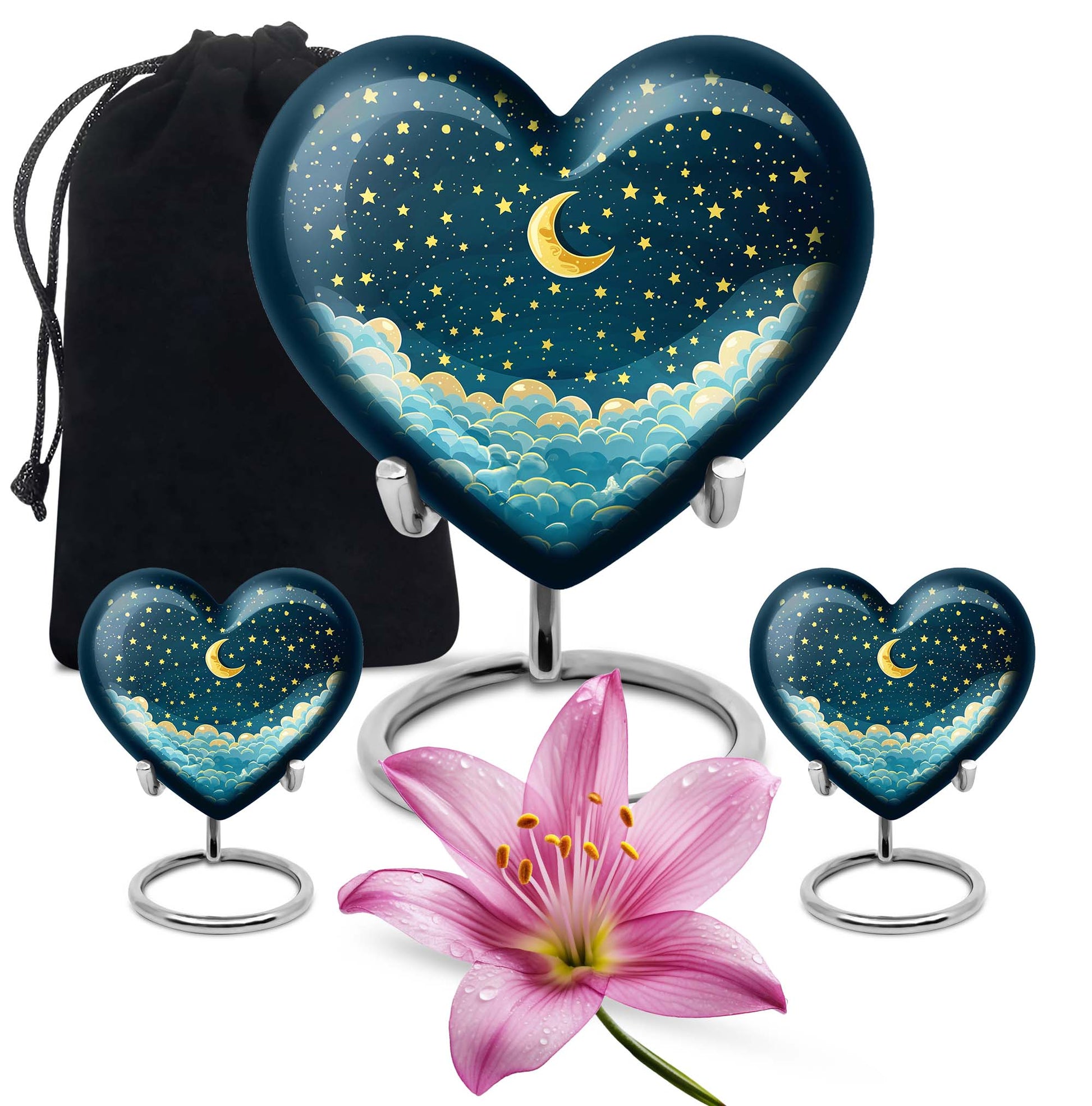 10-inch heart-shaped butterfly themed clouds urn 