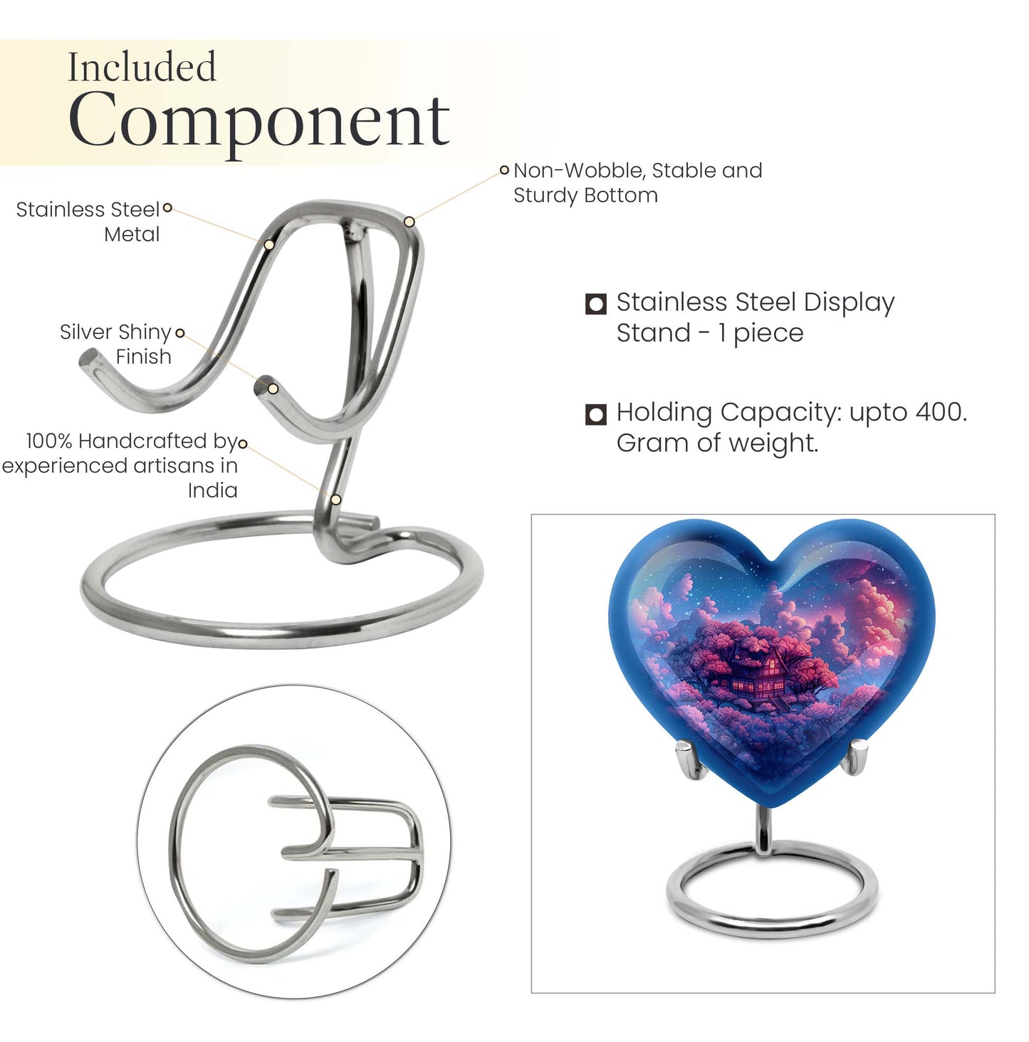 heart urn for storing human ashes
