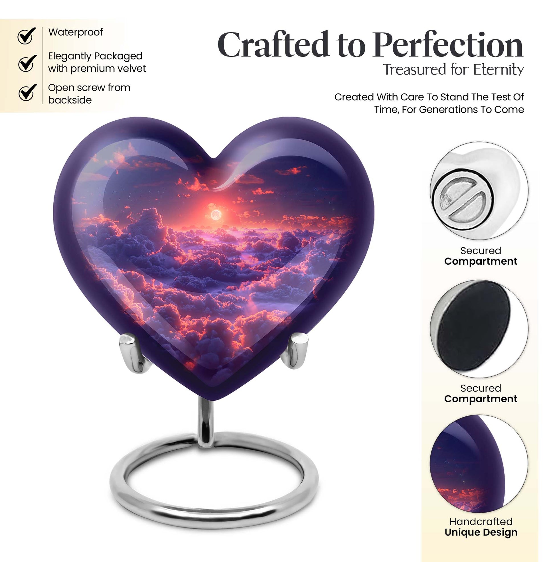 heart shaped clouds urn