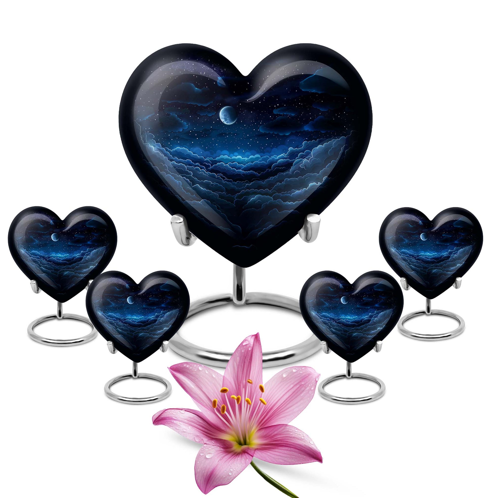 Heart-shaped, butterfly-themed, 10-inch clouds urn for burial ashes