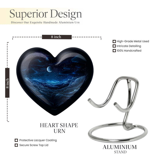 Heart-shaped, butterfly-themed, 10-inch clouds urn for burial ashes