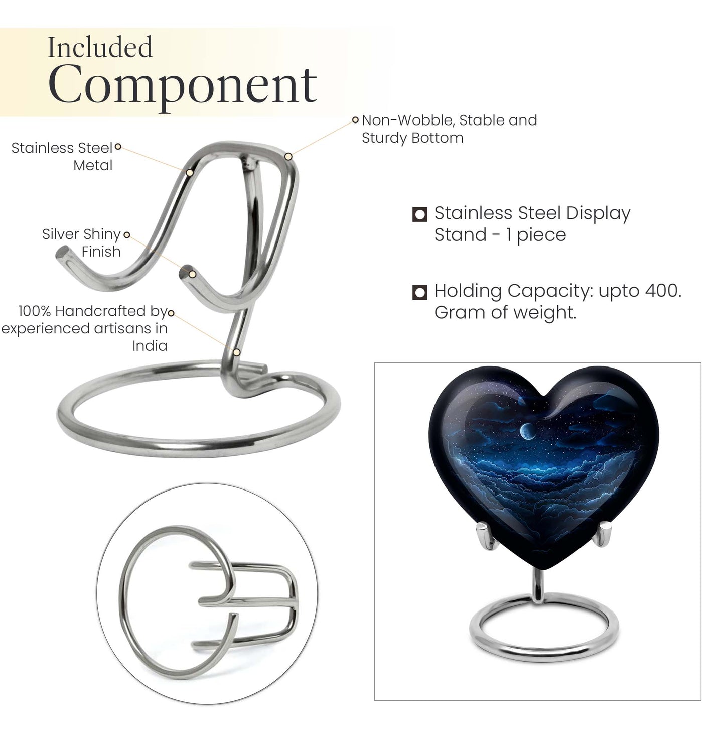 Heart-shaped, butterfly-themed, 10-inch clouds urn for burial ashes