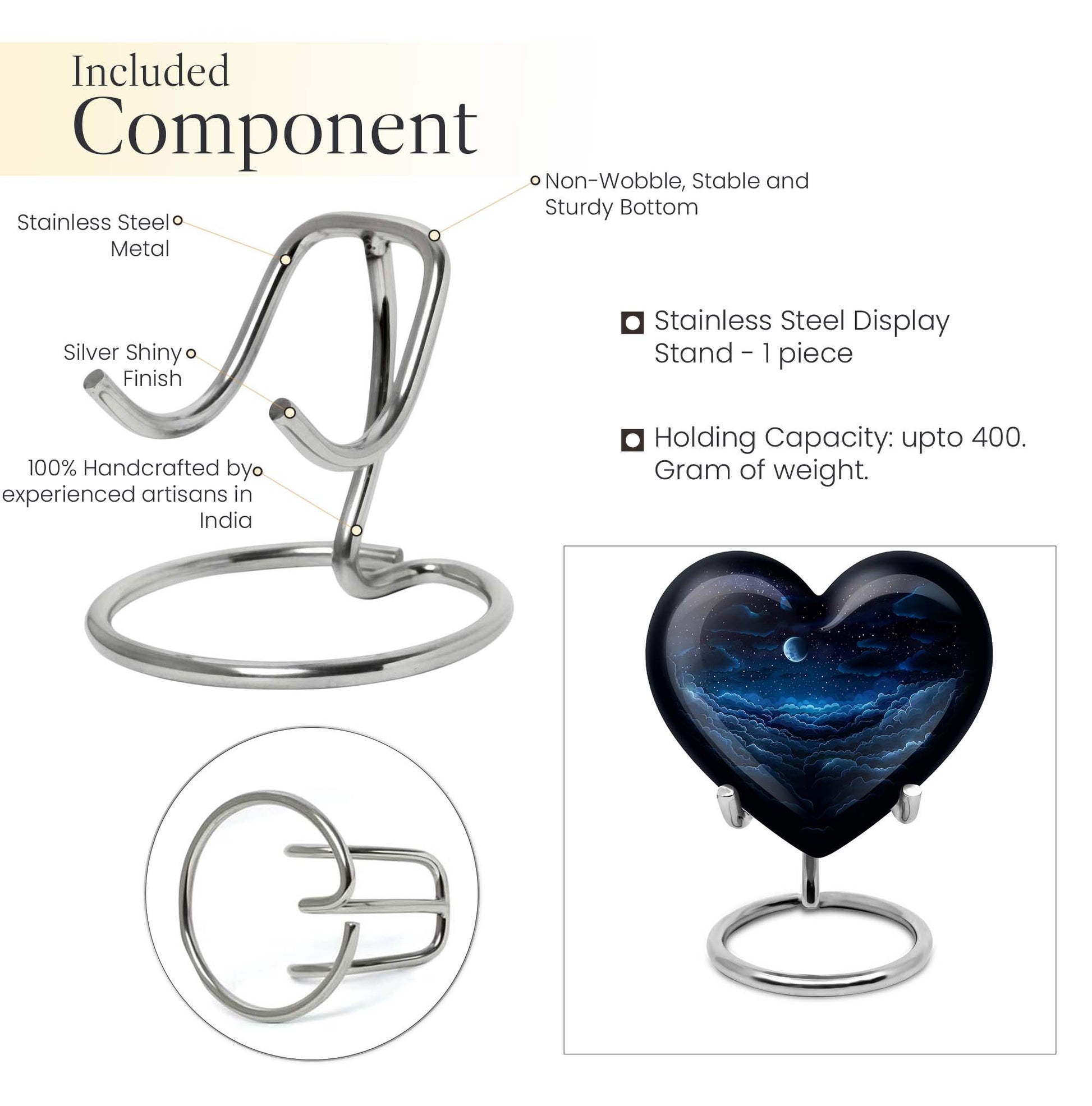Heart-shaped, butterfly-themed, 10-inch clouds urn for burial ashes
