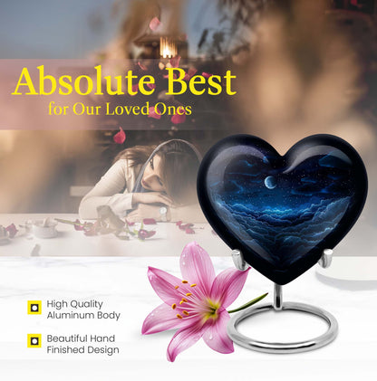 Heart-shaped, butterfly-themed, 10-inch clouds urn for burial ashes