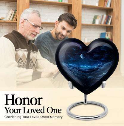 Heart-shaped, butterfly-themed, 10-inch clouds urn for burial ashes