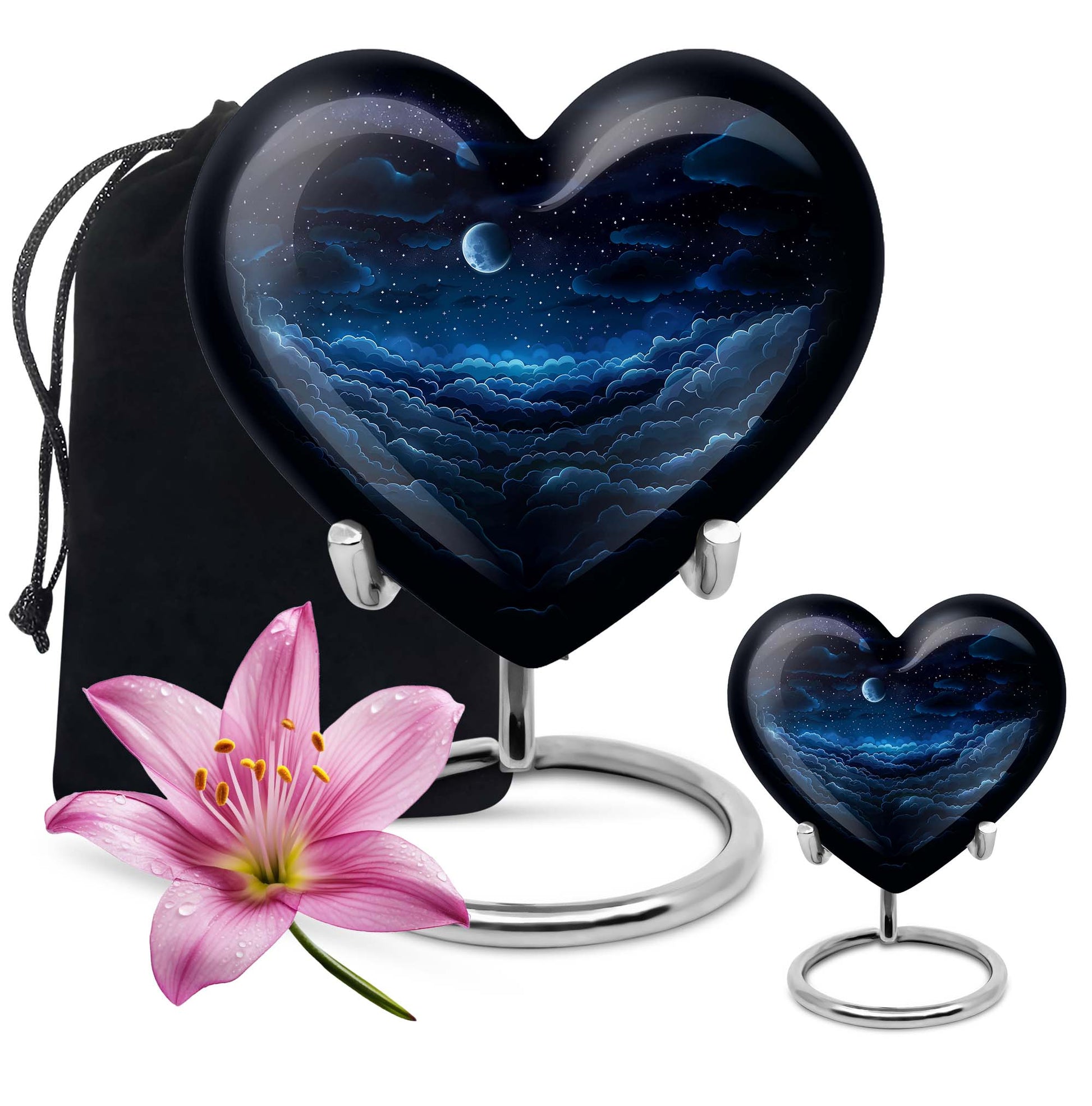 Heart-shaped, butterfly-themed, 10-inch clouds urn for burial ashes