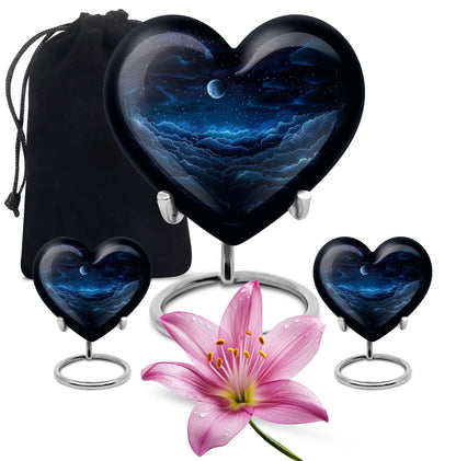Heart-shaped, butterfly-themed, 10-inch clouds urn for burial ashes
