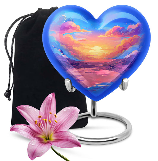 10-inch heart-shaped cloud urn with butterfly theme for mom's memorial