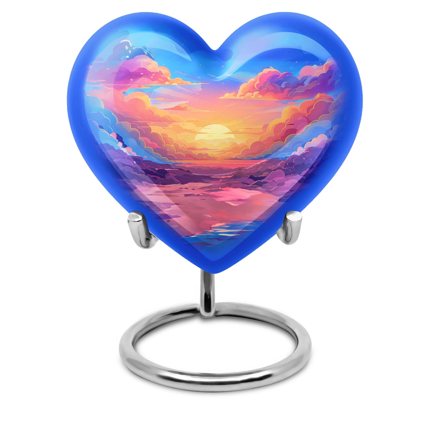 10-inch heart-shaped cloud urn with butterfly theme for mom's memorial