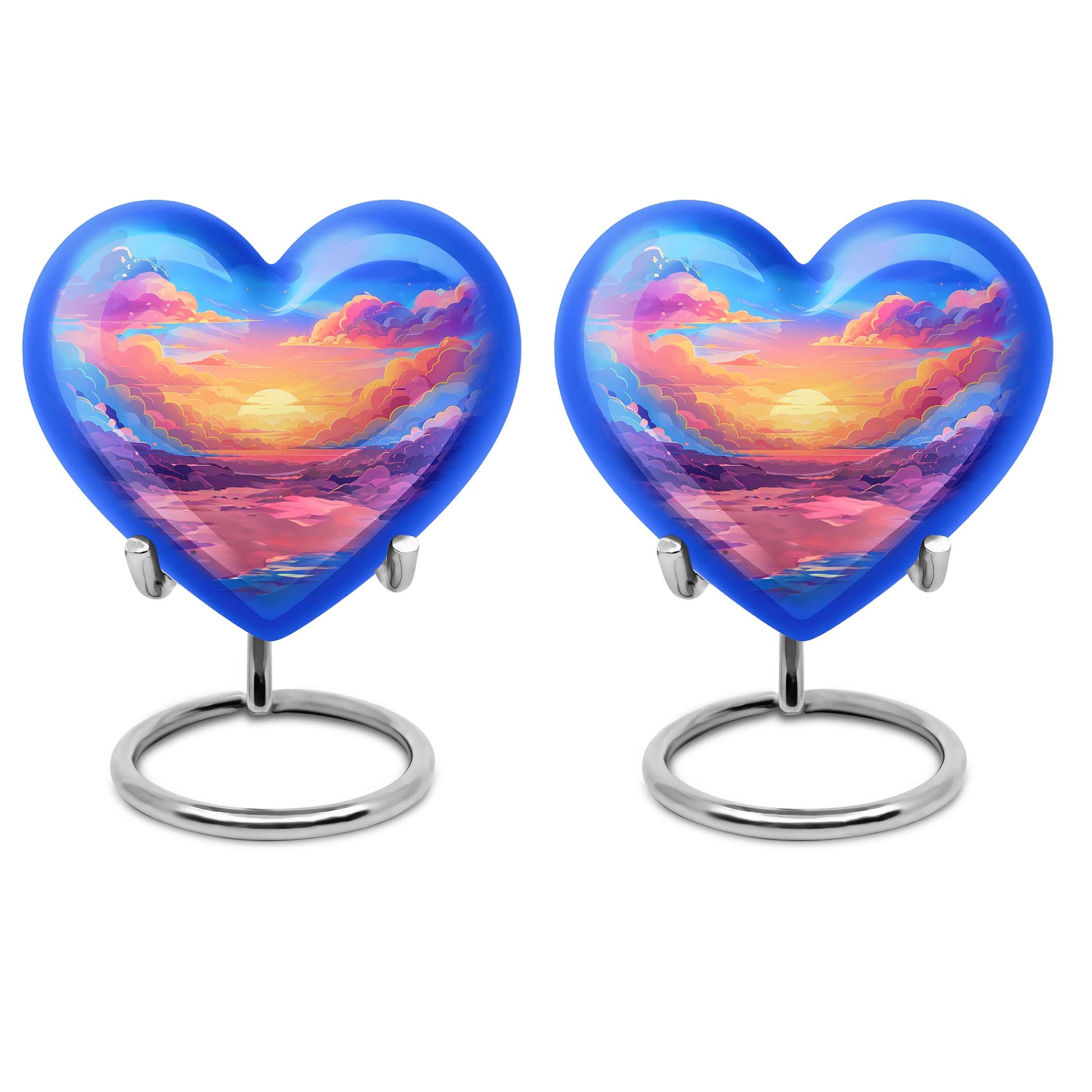 10-inch heart-shaped cloud urn with butterfly theme for mom's memorial