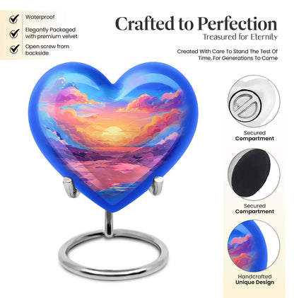 10-inch heart-shaped cloud urn with butterfly theme for mom's memorial