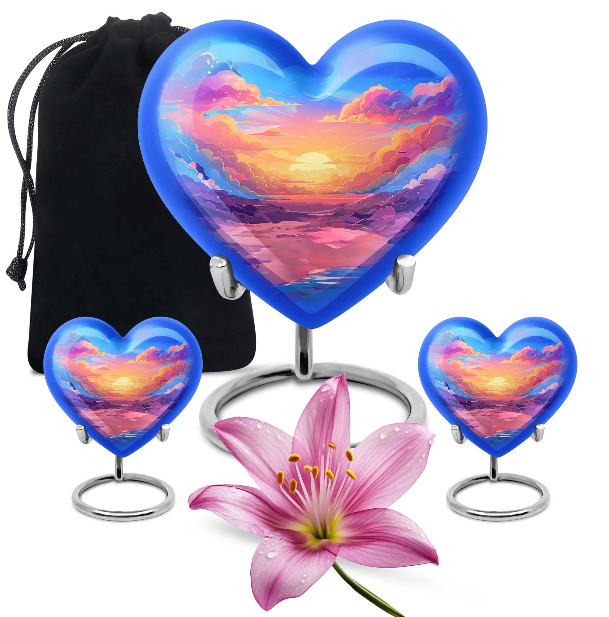 10-inch heart-shaped cloud urn with butterfly theme for mom's memorial