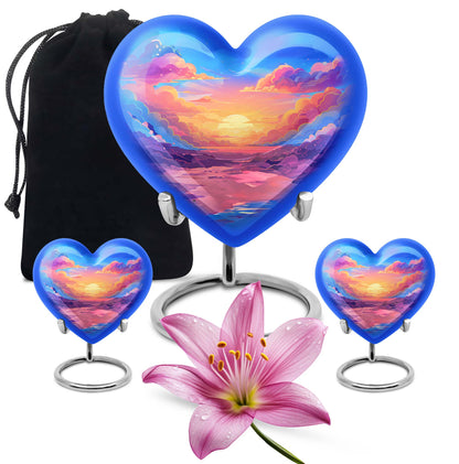 10-inch heart-shaped cloud urn with butterfly theme for mom's memorial