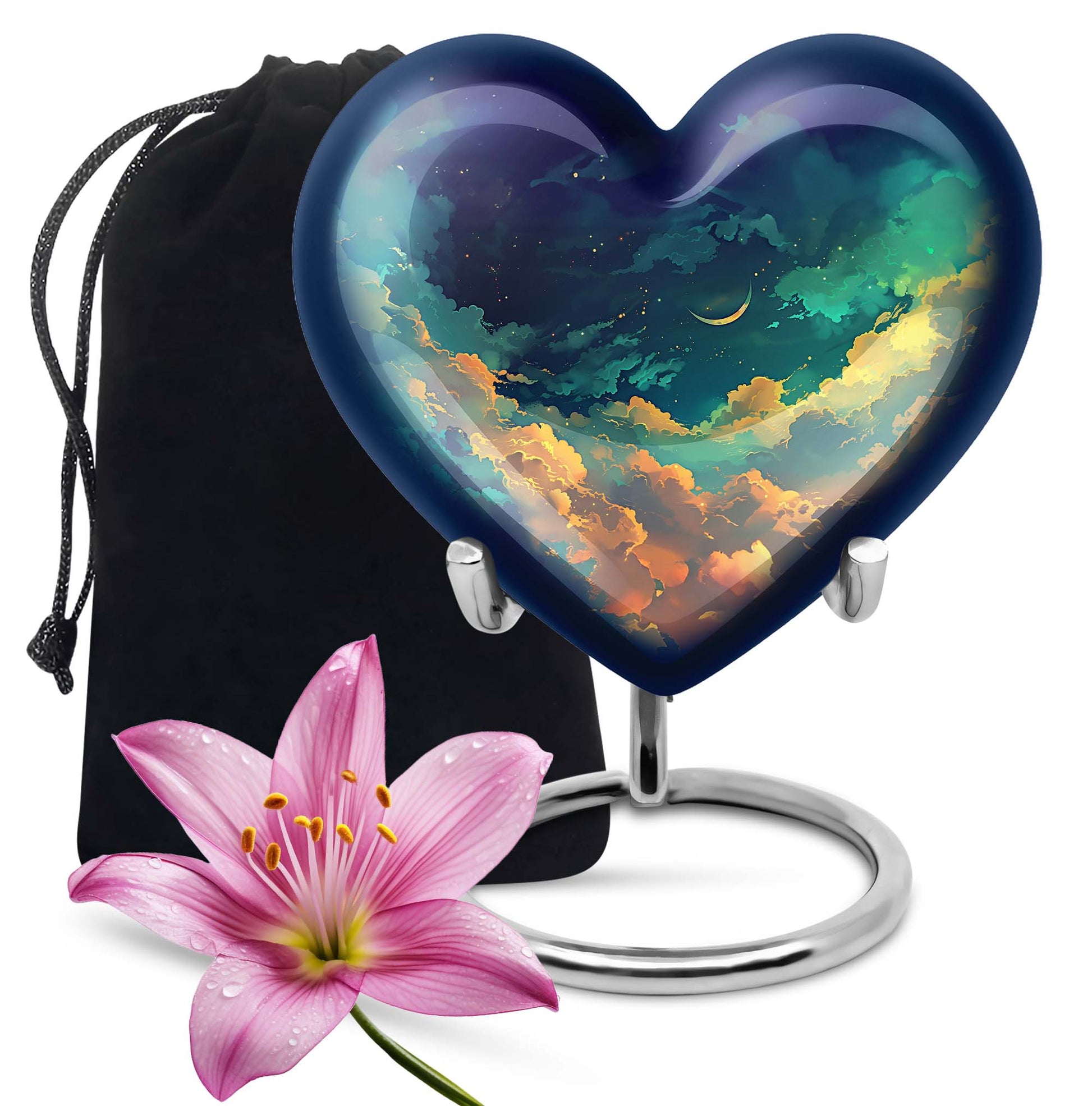 10-inch Heart Urn, cloud burial urn in aluminium