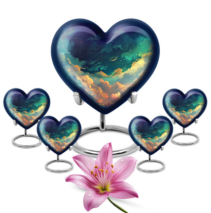 10-inch Heart Urn, cloud burial urn in aluminium