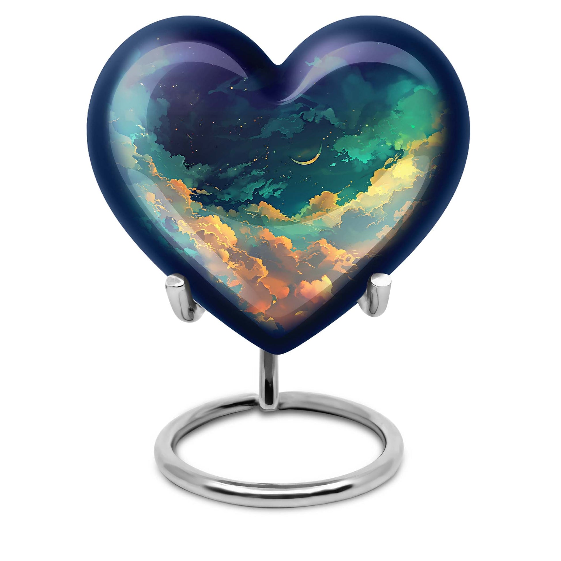 10-inch Heart Urn, cloud burial urn in aluminium