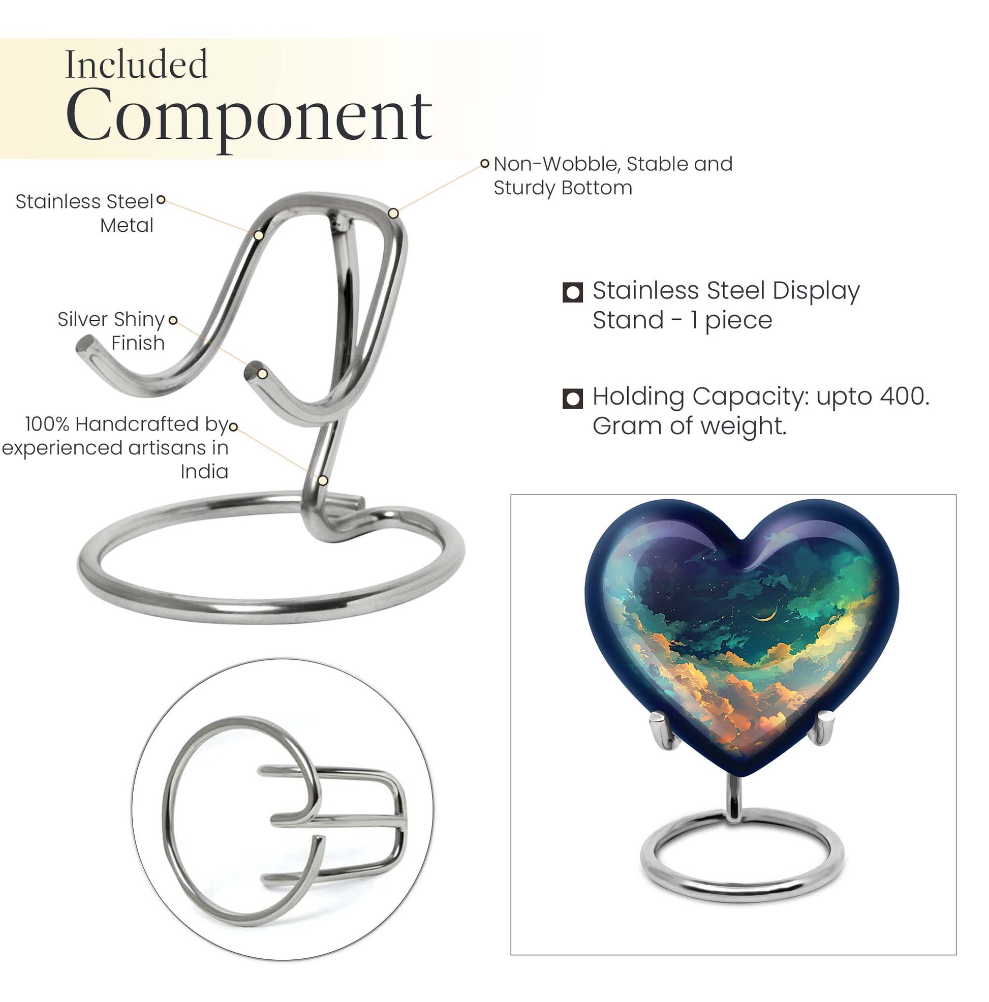 10-inch Heart Urn, cloud burial urn in aluminium